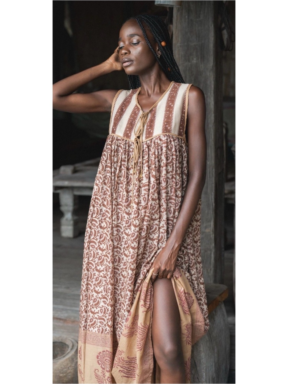 Daughters of India Aahna Maxi Dress in Walnut Size Small